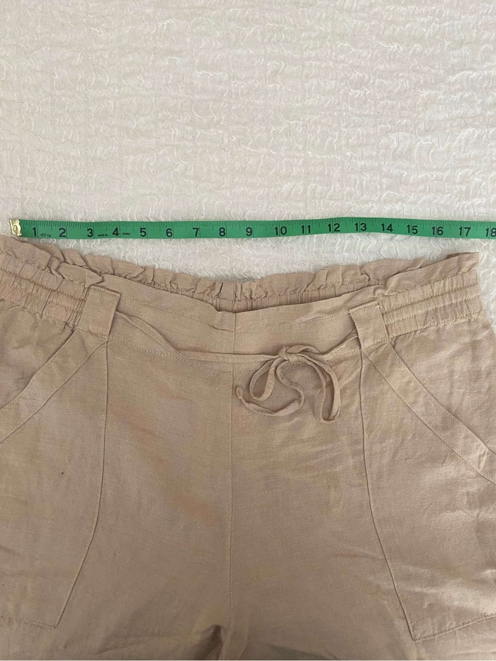 LOFT TAN LINEN BLEND CROP WIDE LEG PANT SIZE XL - Picture 9 of 10